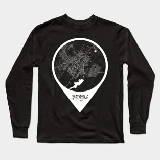 Gaborone, Botswana City Map - Travel Pin Long Sleeve T-Shirt